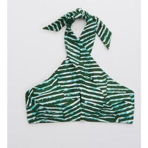 NWOT Aerie Green Keyhole Halter/High Cut Cheeky Bikini Size Medium